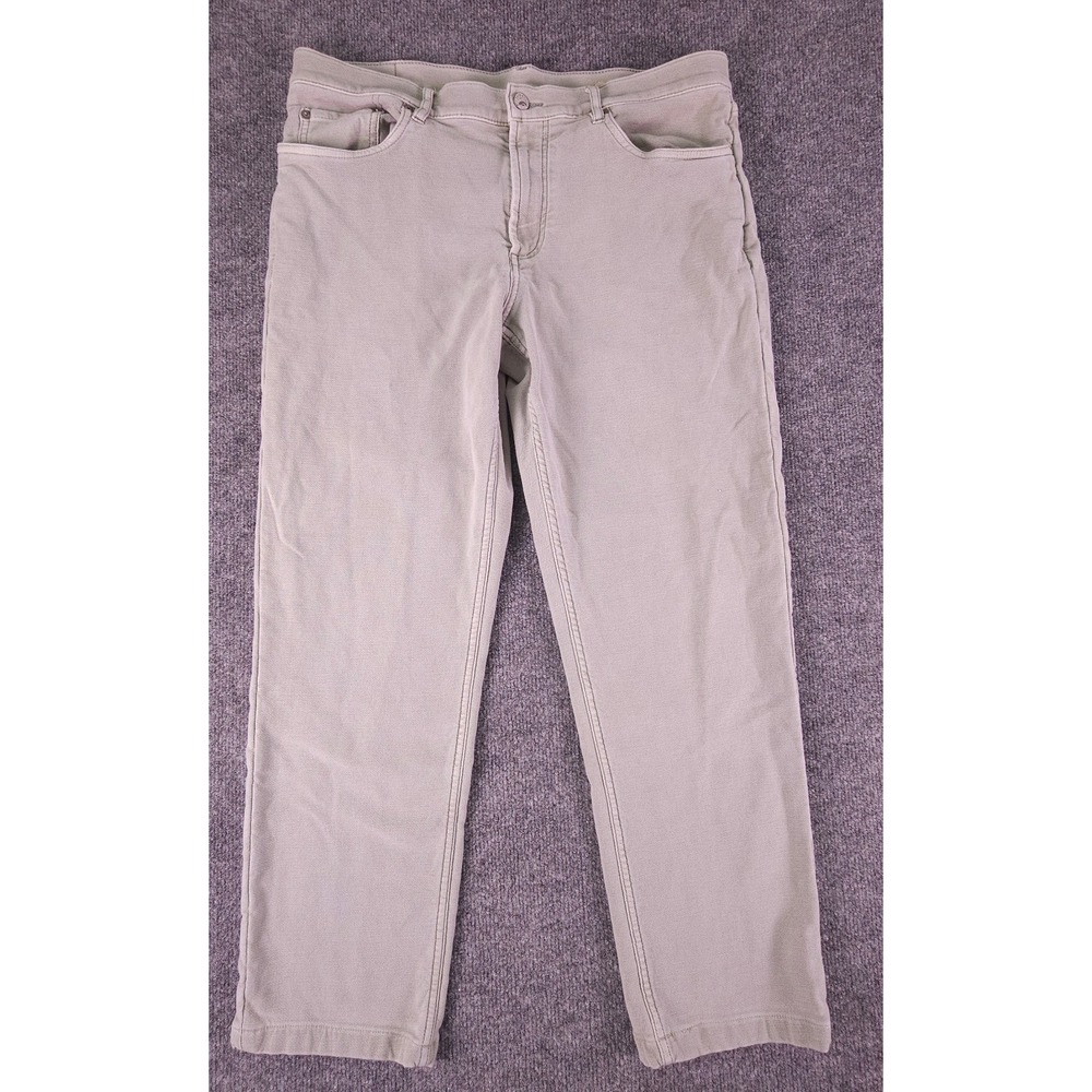 Faherty Men's Stretch Terry 5-Pocket Pants in Stone MBC0020 Size 35 X 28